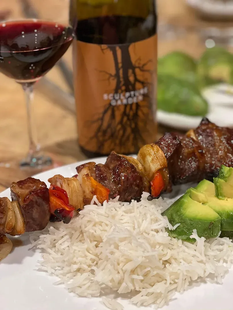 Grilled Teriyaki Beef Skewers &amp; 2017 Sculpture Garden — recipe photograph