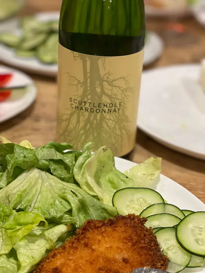Chicken Milanese & 2019 Scuttlehole Chardonnay — recipe photograph
